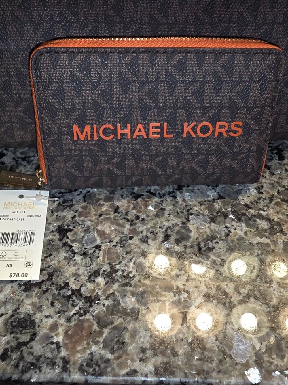 MICHAEL Michael Kors Jet Set Small Zip Around Card Case - Orange Punch